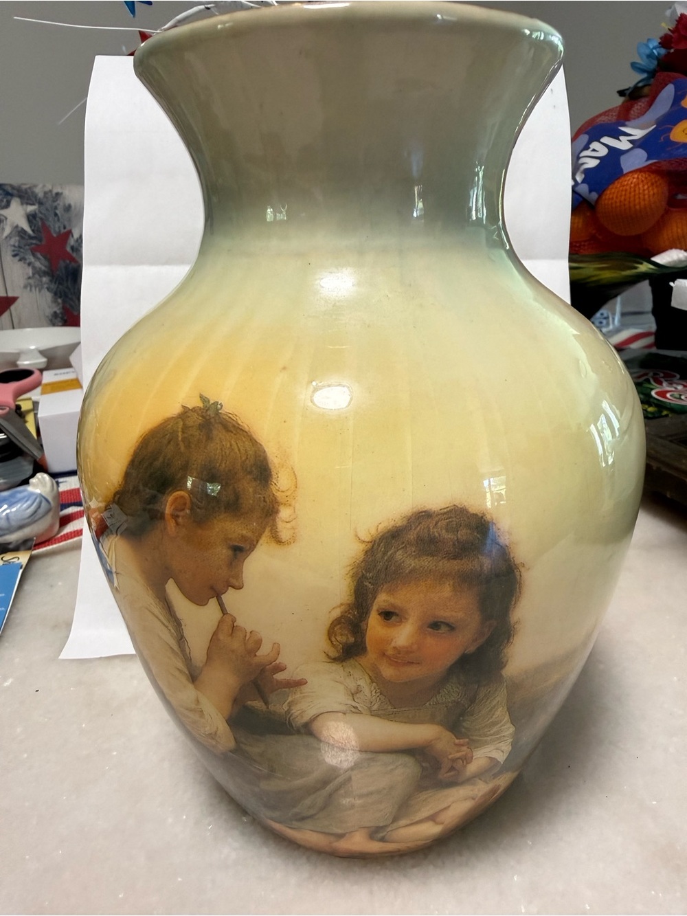 Vintage House Of Floyd Large Porcelain Vase "Sisters" Playing Flute